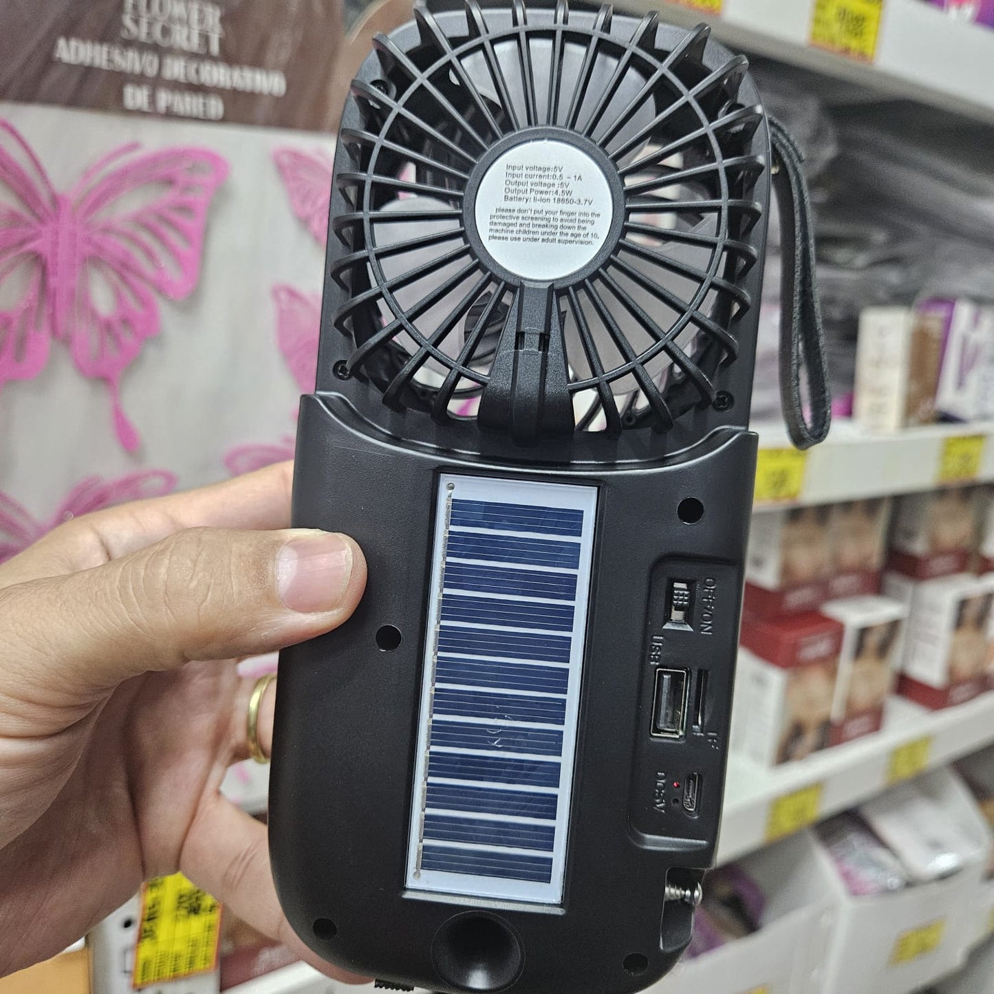 VENTILADOR PARLANTE LINTERNA RADIO SOLAR