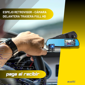 RETROVISOR CON CÁMARA DELANTERA Y TRASERA ¡NO MÁS CHOQUES! ¡NO MÁS ROBOS IMPREVISTOS!