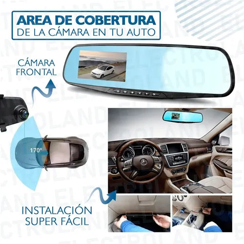RETROVISOR CON CÁMARA DELANTERA Y TRASERA ¡NO MÁS CHOQUES! ¡NO MÁS ROBOS IMPREVISTOS!