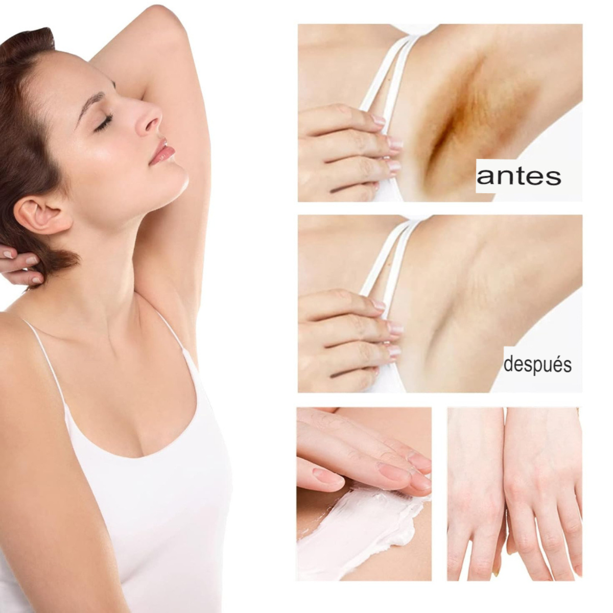 CREMA BLANQUEDORA ¡ACLARE SUS AXILAS, CODOS, CUELLO, RODILLAS ETC!!