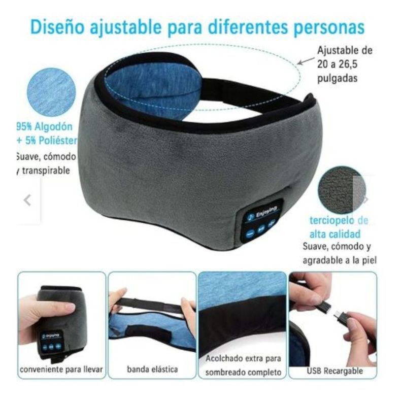 ANTIFAZ CON AUDÍFONOS PARA DORMIR CON TECNOLOGÍA BLUETOOTH DE ÚLTIMA GENERACIÓN