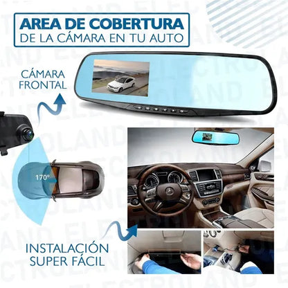 RETROVISOR CON CÁMARA DELANTERA Y TRASERA ¡NO MÁS CHOQUES! ¡NO MÁS ROBOS IMPREVISTOS!